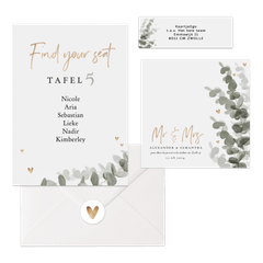 Botanische trouwset eucalyptus met goud