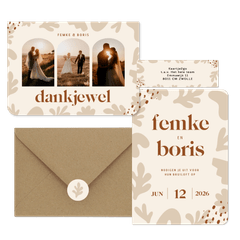 Trouwset beige met trendy abstracte vormen