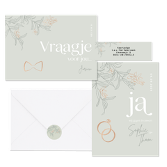 Trouwset groen met takjes en koper symbolen