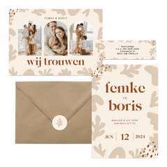 Trouwset beige met trendy abstracte vormen