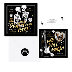 Trouwkaarten stoer Rock n Roll metal alternatief zwart