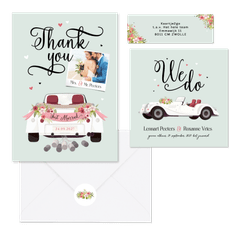 Vintage oldtimer trouwauto bloemen hartjes