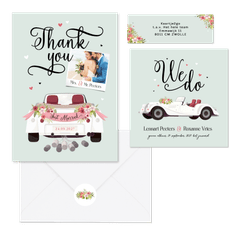 Vintage oldtimer trouwauto bloemen hartjes