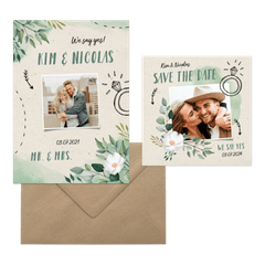 Botanische trouwset waterverf met doodles