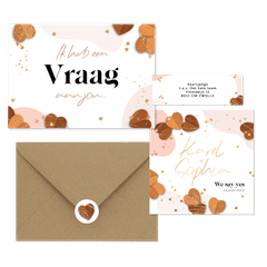 Trouwset organisch, warme tinten en hartjes