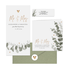 Botanische trouwset eucalyptus met goud