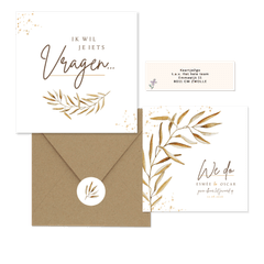 Bohemian trouwset gedroogd takje met goud