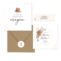 Droogbloemen trouwset met goudaccenten