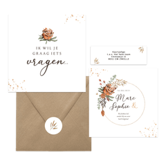 Droogbloemen trouwset met goudaccenten