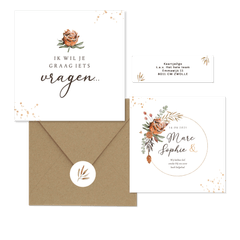 Droogbloemen trouwset met goudaccenten