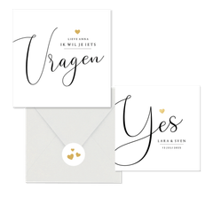 Trouwkaarten set stijlvol gouden hartje