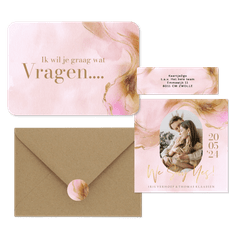 Stijlvolle trouwset warm watercolor met goud