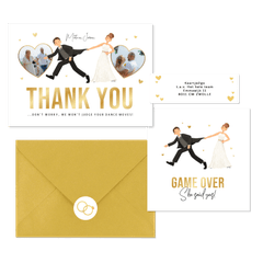 Trouwkaartenset in cartoon stijl met humor