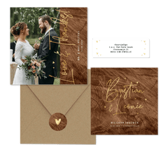 Trouwset houtlook stijlvol goud natuurlijk