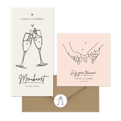 Stijlvol - trouwkaarten romantisch pastel line art eenvoudig