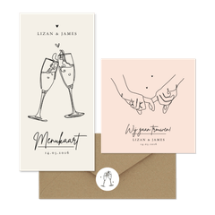 Stijlvol - trouwkaarten romantisch pastel line art eenvoudig