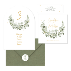 Eucalyptus trouwset goud hartjes spetters