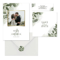 Set met bladeren, takjes en gouden spetters