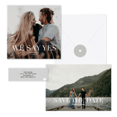 Minimalistische trouwset met grote foto