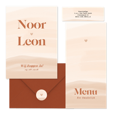 Waterverf trouwkaartenset in beige oranje tinten