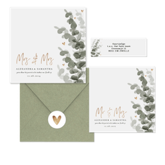 Botanische trouwset eucalyptus met goud