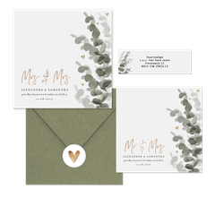 Botanische trouwset eucalyptus met goud