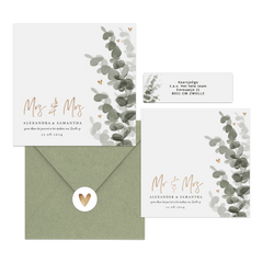 Botanische trouwset eucalyptus met goud