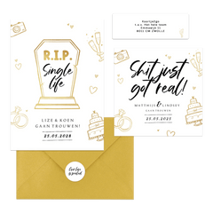 Grappige set met gouden doodle ilustraties