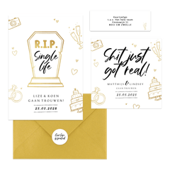 Grappige set met gouden doodle ilustraties