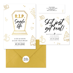 Grappige set met gouden doodle ilustraties