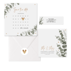 Botanische trouwset eucalyptus met goud