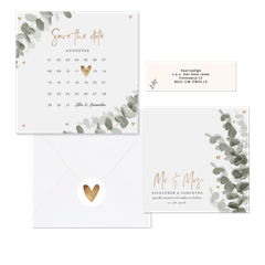 Botanische trouwset eucalyptus met goud