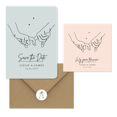 Stijlvol - trouwkaarten romantisch pastel line art eenvoudig