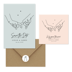 Stijlvol - trouwkaarten romantisch pastel line art eenvoudig