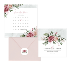 Trouwkaarten stijlvol aquarel rozen en takjes