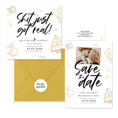 Grappige set met gouden doodle ilustraties