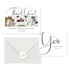 Trouwkaarten set stijlvol gouden hartje