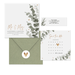 Botanische trouwset eucalyptus met goud