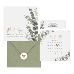 Botanische trouwset eucalyptus met goud