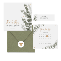 Botanische trouwset eucalyptus met goud