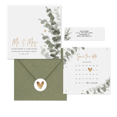 Botanische trouwset eucalyptus met goud