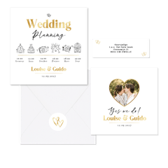 Trouwset minimalistisch goud hartjes doodle