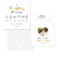 Trouwset minimalistisch goud hartjes doodle