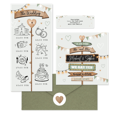 Festival thema trouwset met houten wegwijzers