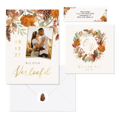 Herfst winter set bladeren bloemen goud