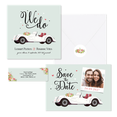 Vintage trouwset oldtimer trouwauto 