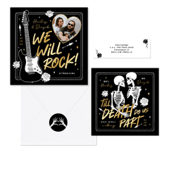 Trouwkaarten stoer Rock n Roll metal alternatief zwart