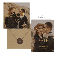 Trouwset simpel met foto en goudfolie