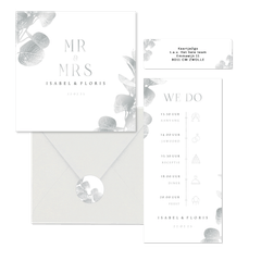 Trouwset met zilveren eucalyptustak 