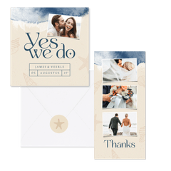 Strand trouwset waterverf schelpen 